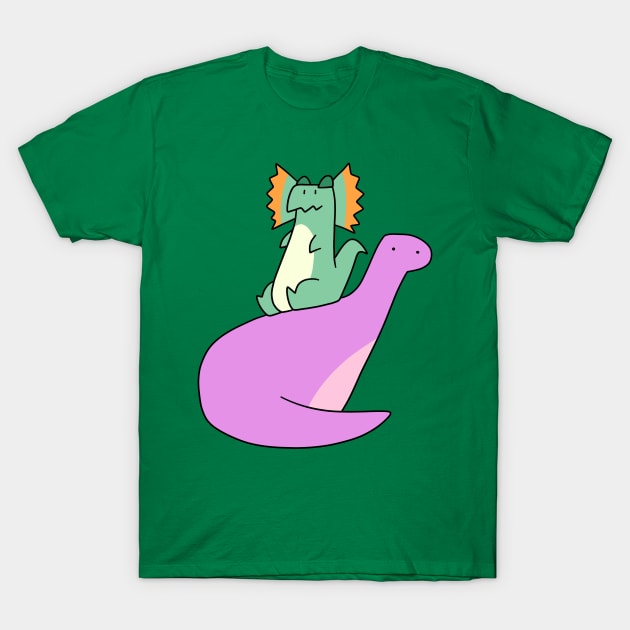 Dilophosaurus and Brontosaurus T-Shirt by saradaboru